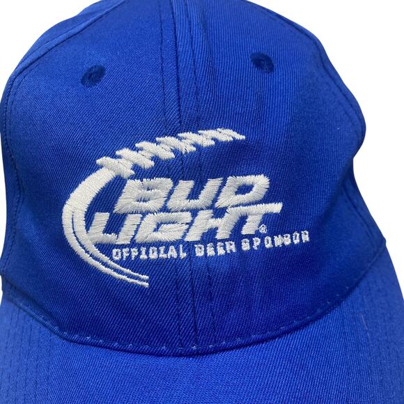 Bud Light Baseball Hat Mens One Size Blue White Spell Out Adjustable New - Picture 11 of 12